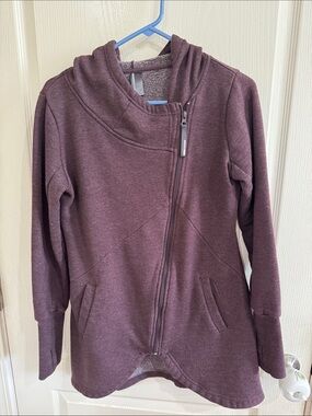 Mondetta Plum Asymmetrical Zip Hoodie Jacket